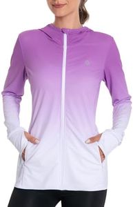 Lightbare Women's UPF 50+ Full Zip Hoodie Jacket Long Sleeve Hooded Sun Shirt with Pockets