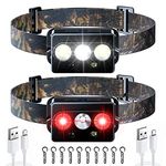 Minsk Rechargeable Headlamp, 2 Pack Bright Led Headlamps for Adults and Kids, Waterproof Head Lamp with Magnetic Base, 8 Mode Motion Sensor Headlamp Flashlight with Red White Light for Outdoor Camping