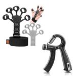 AMIFIT New Finger Gripster Exerciser 2023 Model and Fitness Grip Strength Trainer 5kg-60kg with Counter for Improving Hand, Finger and Forearm Strength, Combo (R_Grip Counter and Gripster 2023)