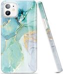 luolnh Gold Glitter Sparkle Case Compatible with iPhone 12 and iPhone 12 Pro 6.1 Inch (2020 Release) Marble Design Shockproof Soft Silicone Rubber TPU Bumper Cover Skin Phone Case-Abstract Mint