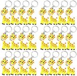 Elecrainbow 24 Pack Super Cute Giraffe Keyring Pack Party Favor for Safari Party, Jungle Baby Shower, Zoo Animal Themed Kids Birthday, Wild ONE First Birthday, Gender Reveal, Giraffes