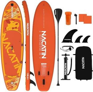 NACATIN Inflatable Stand Up Paddle Board 10'6'' for All Skill Levels, Dog Anti-Slip Pad & Non-Slip Deck, Full SUP Accessories & Backpack, Stable for Lake/Yoga/Fishing – Pet-Friendly for Adults & Youth