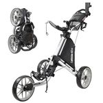 CaddyTek CaddyLite EZ Version 8 3 Wheel Golf Push Cart - Foldable Collapsible Lightweight Pushcart with Foot Brake - Easy to Open & Close, Silver, One Size (CaddyLite EZ Version 8 Silver)