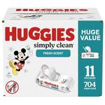 Huggies Simply Clean Fresh Scent Baby Wipes, 11 Flip-Top Packs (704 Wipes Total)