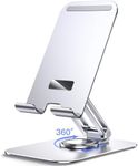 JETech Tablet Stand, Adjustable Swivel Desktop Holder with 360 Degree Rotating Base, Foldable Cradle for iPad/iPad Pro/Air/Mini, Galaxy Tab A8/A7 Lite/A7/S8/S7, Tab/Phones(4-13"), Silver