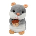 Hopearl Talking Hamster Repeats What You Say Mouse with Pine Nodding Electric Interactive Animated Toy Speaking Plush Buddy Gifts for Toddlers, Gray, 7''