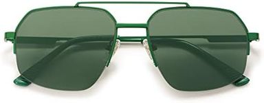 SOJOS Trendy Aviator Sunglasses Mens Womens Retro Double Bridge Metal Frame Semi-Rimless Shades Lentes De Sol Para Mujer SJ1191 Green