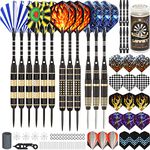 Steel Tip Darts Professional Steel Tip Darts Set, 20 Grams, 24 Grams and 26 Grams Metal Tipped Darts with Aluminum Shafts, Brass Barrels, Extra Dart Flights, Sharpener Tool Kit, Carrying Case, 12 Pack