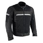 Milwaukee Leather MPM1794 Black Armored Mesh Racer Jacket with Reflective Piping for Men - All Season Jacket - Medium