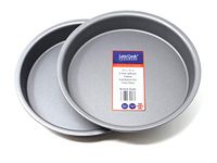 Lets Cook Cookware 8 Inch Victoria Sandwich Tin Twin Pack, Fixed Base, 20cm, British Made with Teflon Non Stick