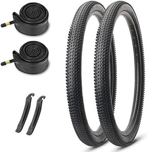 26-inch Mountain Bike Tires Set: MOHEGIA 2-Pack 26x1.95 Inch 60TPI Folding Replacement Bicycle Tires and Inner Tubes with Tire Levers Pair/Black