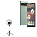 BoxWave Stand and Mount Compatible with Google Pixel 6a - RingLight SelfiePod, Selfie Stick Extendable Arm with Ring Light - Jet Black