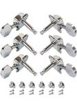 SPEHUB 6 Pcs Guitar Keys for Acoustic Guitar Chrome Tuning Pegs Keys 3 Left 3 Right Guitar Machine Heads Knobs With Strap Button Locks Guitar Keys 3R+3L 6 pieces- Chrome