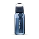 LifeStraw Go Series — BPA-Free Water Filter Bottle for Travel and Everyday Use Removes Bacteria, Parasites and Microplastics, Improves Taste, 1L Aegean Sea