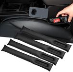 ROUDJER 4 Pack Car Seat Gap Filler, Universal Anti-Drop Car Gap Filler, PU Leather Cotton Filler Car Accessories for Filling Gap Between Seat and Console (Black)