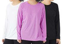 TEX2FIT Women's 3-Pack UPF 50+ Quick Dry Long Sleeve Sun Shirts, Moisture Wicking (3pcs Set)