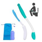 Toilet Aid Set for Wiping,Including Long Handle Butt Wiper Shower Brush Portable Bidet and a Storage Bag for People Overweight,Elderly and Disabled,Long Reach Self Wipe Tools Personal Hygiene Kit