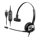 USB Headset with Noise Cancelling Microphone Computer Headset with Mic Mute for Call Center PC Skype Teams Soft Phone Business Calls Voice Recognition Speech Dictation