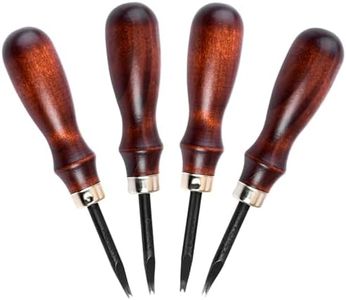 WUTA Leather Edge Bevelers, 4pc High Carbon Steel Edge Skiving Set, Wood Hand Edge Bevelers, Leather Craft Keen Edge Cutting for Beveling (0.8mm+1mm+1.2mm+1.4mm)