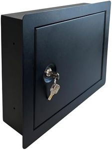 In-Wall Safe with Key Lock – Heavy-Duty Steel Lockable Hidden Wall Compartment for Secure Storage, Wall Safe Box for Jewelry, Cash, and Documents – 15.75-Inch Exterior Width, Black