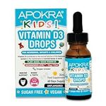 Vitamin D Drops Baby & Kids - Vegan - 60 Days Supply – 30mL – Preservative Free and Sugar Free Kids Vitamins - VIT D 400IU in MCT Oil - 10 micrograms per 0.5mL | APOKRA Kids