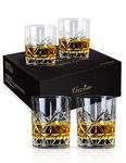 veecom Whiskey Glass, Whisky Glasses Set of 4, 315ml Old Fashioned Whiskey Glasses for Men, Classic Rum Glass Tumblers for Cocktails, Whiskey Glass Gifts for Dad, Father's Day