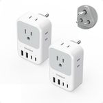TESSAN US to India Plug Adapter 2 Pack, PD 20W Type D Travel Adapter with 4 AC Outlets 4 USB Ports (2 USB C), India Power Adaptor for USA to Bangladesh Nepal Maldives Pakistan Yemen