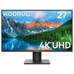 KOORUI 27 Inch Monitors, 4K UHD(3840 * 2160) IPS Computer Monitors, HDR10, 90% DCI-P3, Frameless, 2X HDMI 2.0 & DisplayPort 1.4, VESA Mountable, Eye Care