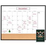 Okydoky Monthly Whiteboard Calendar & Corkboard, 13" x 17" Dry Erase White Board & Bulletin Board, Black Aluminum Frame Calendar/Cork Combo Board