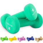 Yes4All Dumbbell Neoprene, poids et haltere, Weight set, hand weights for women, dumbbells pair, free weights (D. Green - 5lbs)