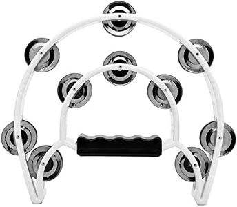 Musfunny Double Row Tambourine, Metal Jingles Hand Held Percussion Tambourine Musical Instrument Gifts for Kids and Adults (White)