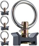 US Cargo Control Single Stud Fitting for L Track (4 Pack) 4,000 Pounds Break Strength, Stainless Steel Round Ring, Spring Loaded in Aluminum Keeper, 360 Degree Round Ring Rotation - Black