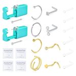 QWALIT Nose Piercing Kit Nose Ring Piercing Kit Self Nose Piercing Kit at Home Nose Piercing Kit with Nose Rings Disposable Nose Piercing Gun Kit Piercing Kit for Nose Ring Gun Piercing Kit