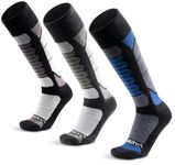 WEIERYA Ski Socks Light Weight, Merino Wool Socks for Winter Sports, Over the Calf Unisex, Greencyan & Darkblue & Grey (3 Pairs), X-Large