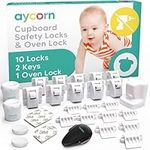 AYCORN® Oven Lock & Child Safety Cupboard Locks for Children - Door Lock Without Drilling for Oven, Cabinets and Drawers, 30 Second Install with Extreme Heat-Resistant 3M Adhesive