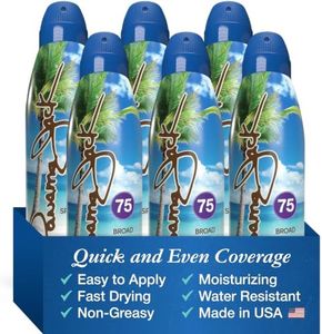 Panama Jack Continuous Spray Sunscreen - SPF 75, Broad Spectrum UVA/UVB Protection, PABA, Paraben, Gluten & Cruelty Free, Water Resistant (80 Minutes), 5.5 OZ (5.50 Fl Oz (Pack of 12))