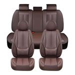 Coverado Car Seat Covers Full Set Universal for 4/5 Seats, Waterproof NAPPA Leather Auto Seat Protectors,Luxury Removable Car Seat Cushion for Most Sedan SUV Pick-up Van, Airbag Compatible, Brown