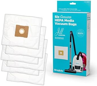 Simplicity SZH-6 Jill Canister Vacuum Replacement Bags with Certified Hepa Media, Fits with Simplicity Jill, Jack, and Snap Bagged Vacuum Canister Models, Type Z Bags, 6-pack Set