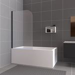 35 in. W x 55 in. H Frameless Pivot Tub Door 1/4" Clear Glass with Hardware Kit 180 Degree Rotatable Bathtub Shower Door (Matte Black)