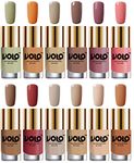 Volo Luxury Super Shine Nail Polish Set of 12 Vibrant Shades (Mischievous Mint, Flirty Nude, Nude, Dark Nude, Nudes Spring, Candy Cotton, Dark Nude, Tan, Nude Tude)