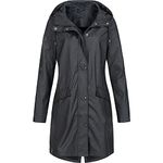 Womens Winter Jacket, Solid Rain Outdoor Plus Size Hooded Raincoat Windproof Long Jacket Lightweight For Women Uk Ladies Raincoats Jackets 16 Padded Coats Jacket Coats Jackets (XXL, Black)