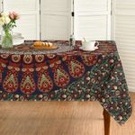 Horaldaily Indianhippie Rectangular Tablecloth 60×104 Inch, Bohemian Psychedelic PeacockMandala Washable Table Cover for Party Picnic Dinner Decor