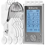 Brilnurse TENS Machine, 4 Outputs TENS Unit Muscle Stimulator for Pain Relief Therapy, Rechargeable Muscle Massager with 16 Electrode Pads, 24 Modes 20 Level Intensity Electric Pulse Massager