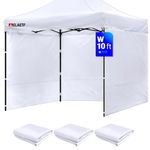 CLAETF Instant Canopy SunWall for 10×10ft Pop Up Canopy,Canopy Tent with Sidewalls 210D Oxford Fabric with Waterproof 99% UV Protection,Commercial Canopy/Suits Pop up Tent. (White, 3 Sidewalls)