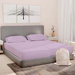 Split King Sheets Sets for Adjustable Bed Cotton, Luxury Sheets, 1000 TC Egyptian Cotton Sheets, 5 Piece 100% Cotton Split King Sheet Set, Sateen Sheets, 2 Fitted - 16" Deep Pocket, Lavender