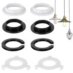 8Pcs Plastic Light Shade Adapter, E27 to E14 Lamp Shade Reducer Ring, Lampshade Washer Converter, Screw Light Fitting Adapter Ring, E14 Socket Replacement Ring for Table Lamp Ceiling Lights