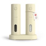 LARS NYSØM Electric Salt and Pepper Grinder Set, USB Rechargeable, Automatic Salt and Pepper Mills, Spice Shakers Refillable with LED Light, Adjustable Coarseness, Ceramic Grinder (Butter Cream)