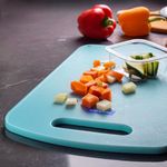 Frenchware Plastic Cutting-Chopping Board with Handle (Blue, Large) for Vegetable, Fruits, Cheese, Premium-Grade Plastic, 100% Food Safe, BPA-Free, Dishwasher Safe, Microwave Safe, Anti Bacterial