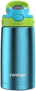 Contigo Aubrey Kids Stainless Steel Water Bottle with Spill-Proof Lid, Cleanable 13oz Kids Water Bottle Keeps Drinks Cold up to 14 Hours, Blue Raspberry/Cool Lime