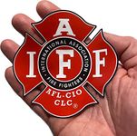 The 4" IAFF (lite Adhesive) Removable Union Red Vinyl Firefighter American Made Window Decal Firefighter Sticker